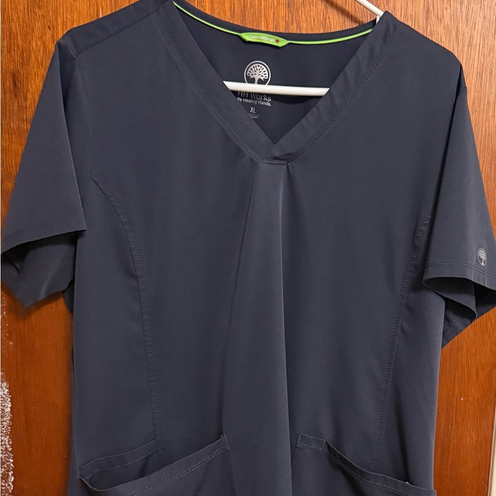 Healing Hands Navy Blue V-Neck Women's Tee